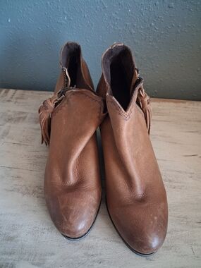 Ariat Brown Leather Fringe Ankle Boots